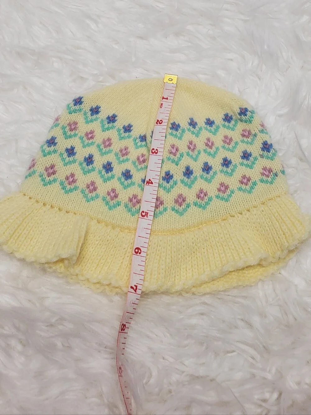 VTG yellow floral adorable hat 80s/90s